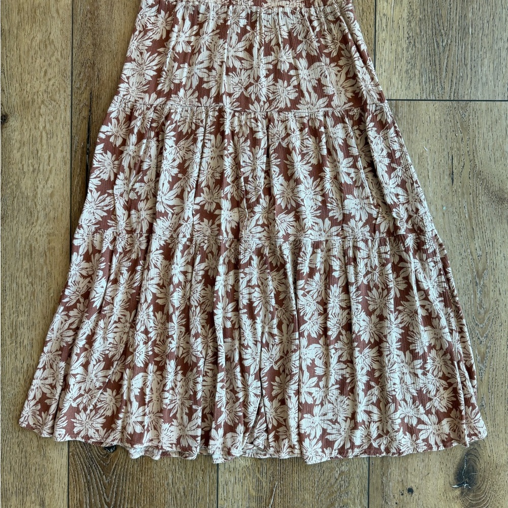 Floral Print Midi Skirt in Desert Blush and Cream
